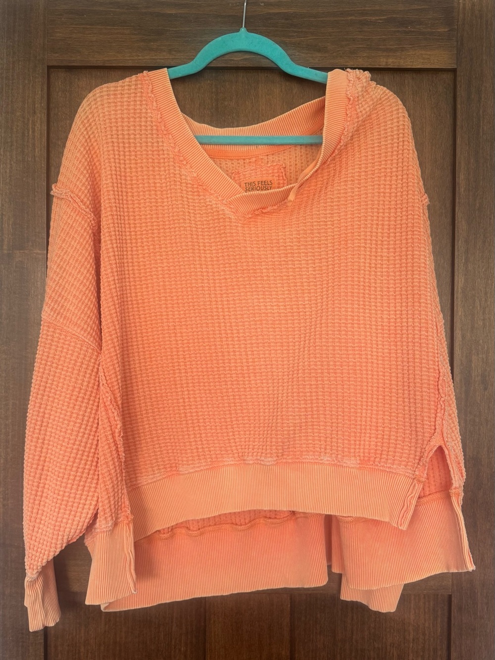 American Eagle Outfitters Coral Waffle-Knit Hoodie